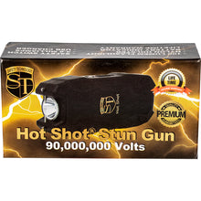 Load image into Gallery viewer, Hot Shot stun gun with flashlight and Battery Meter Black
